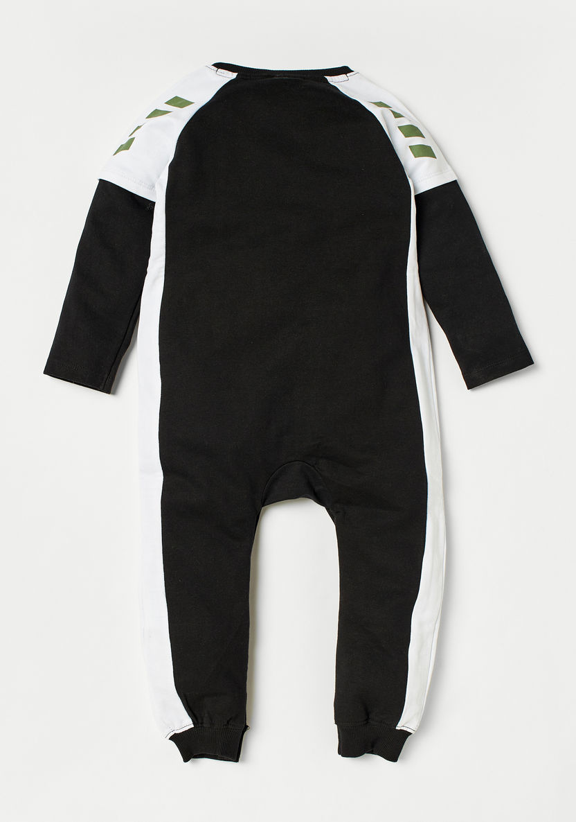 XYZ Print Romper with Round Neck and Long Sleeves-Rompers%2C Dungarees and Jumpsuits-image-2
