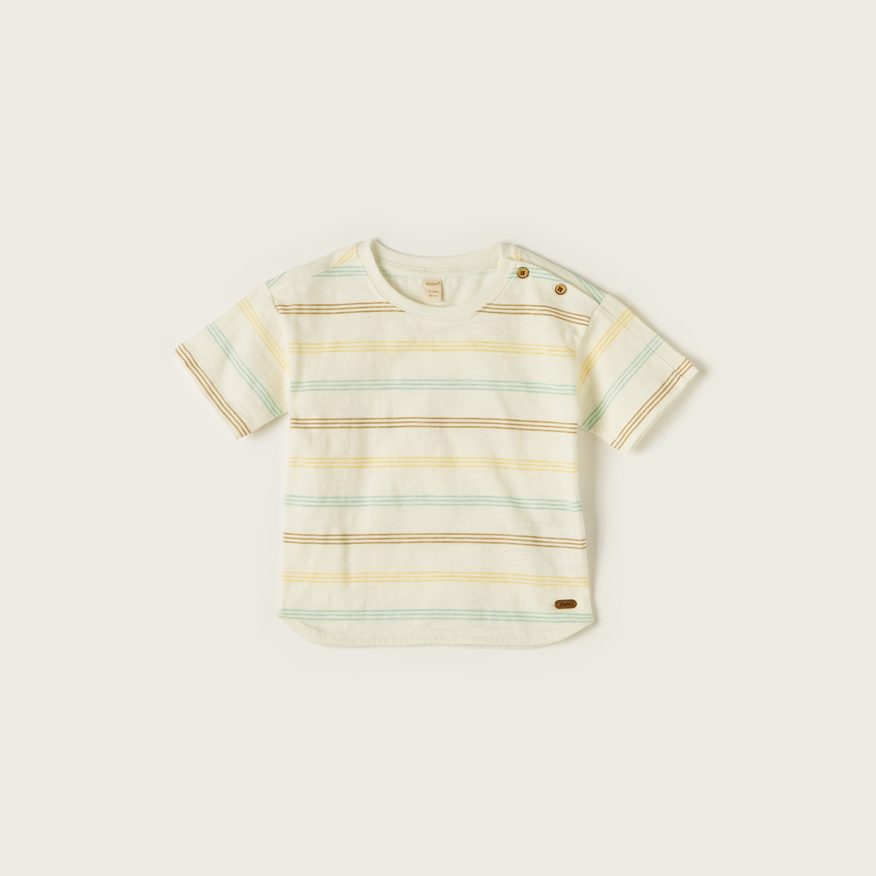 تيشيرت مخطّط بياقة ضيّقة وأكمام قصيرة من جيجلز-baby-boys-clothing-tshirtsandpolos-image-1