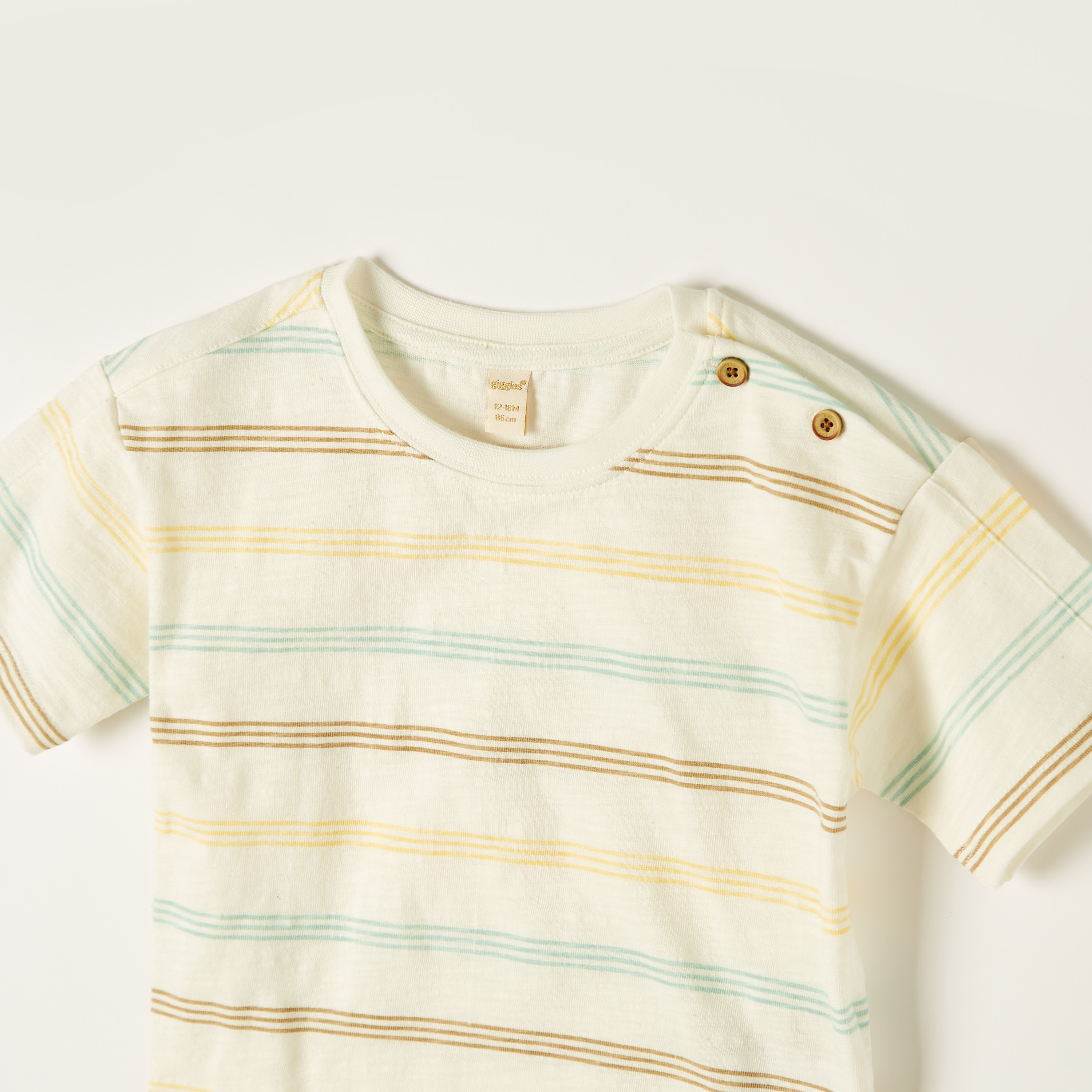 تيشيرت مخطّط بياقة ضيّقة وأكمام قصيرة من جيجلز-baby-boys-clothing-tshirtsandpolos-image-2