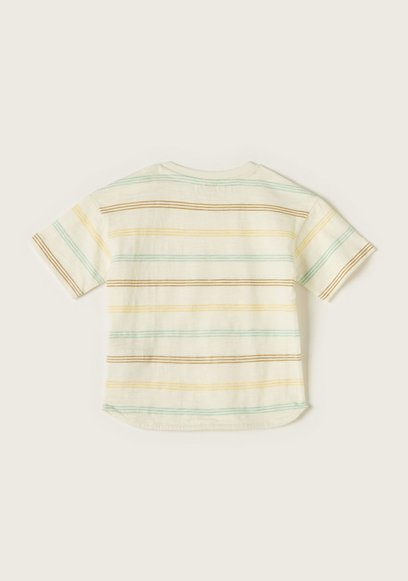 Giggles Striped T-shirt with Crew Neck and Short Sleeves-T Shirts-image-3