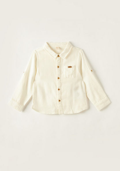 Giggles Solid Shirt with Long Sleeves and Pocket Detail