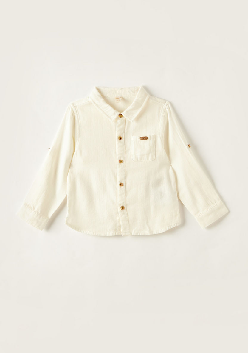 Giggles Solid Shirt with Long Sleeves and Pocket Detail-Shirts-image-0