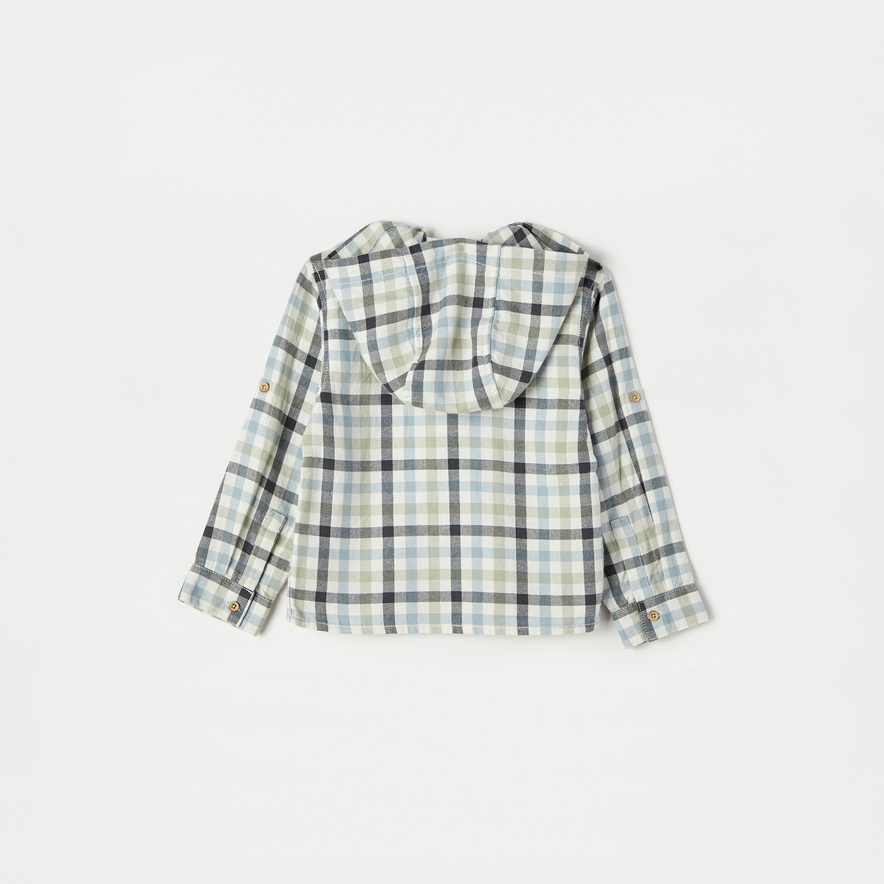 Giggles Checked Shirt with Hood and Kangaroo Pocket-baby-boys-clothing-shirts-image-4