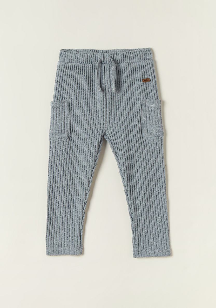 Giggles Textured Pants with Drawstring Closure and Pockets-Pants-image-0