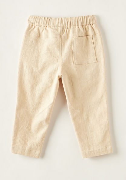 Giggles Textured Mid-Rise Pants with Drawstring Closure and Pockets