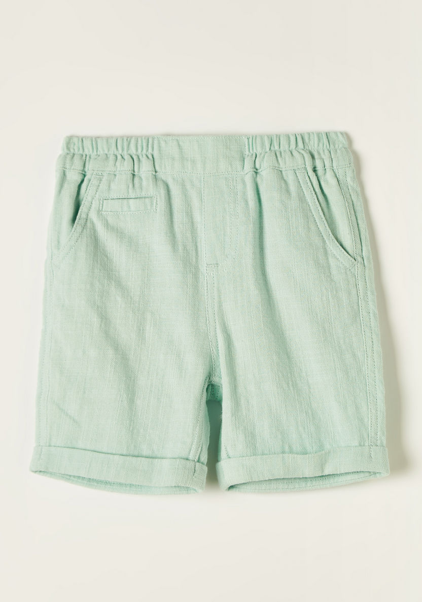 Giggles Solid Shorts with Elasticated Waistband and Pockets-Shorts-image-0