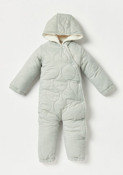 Giggles Quilted Romper with Hood and Long Sleeves