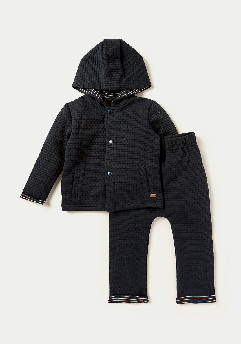 Giggles Textured Hooded Jacket and Jogger Set-Clothes Sets-image-0