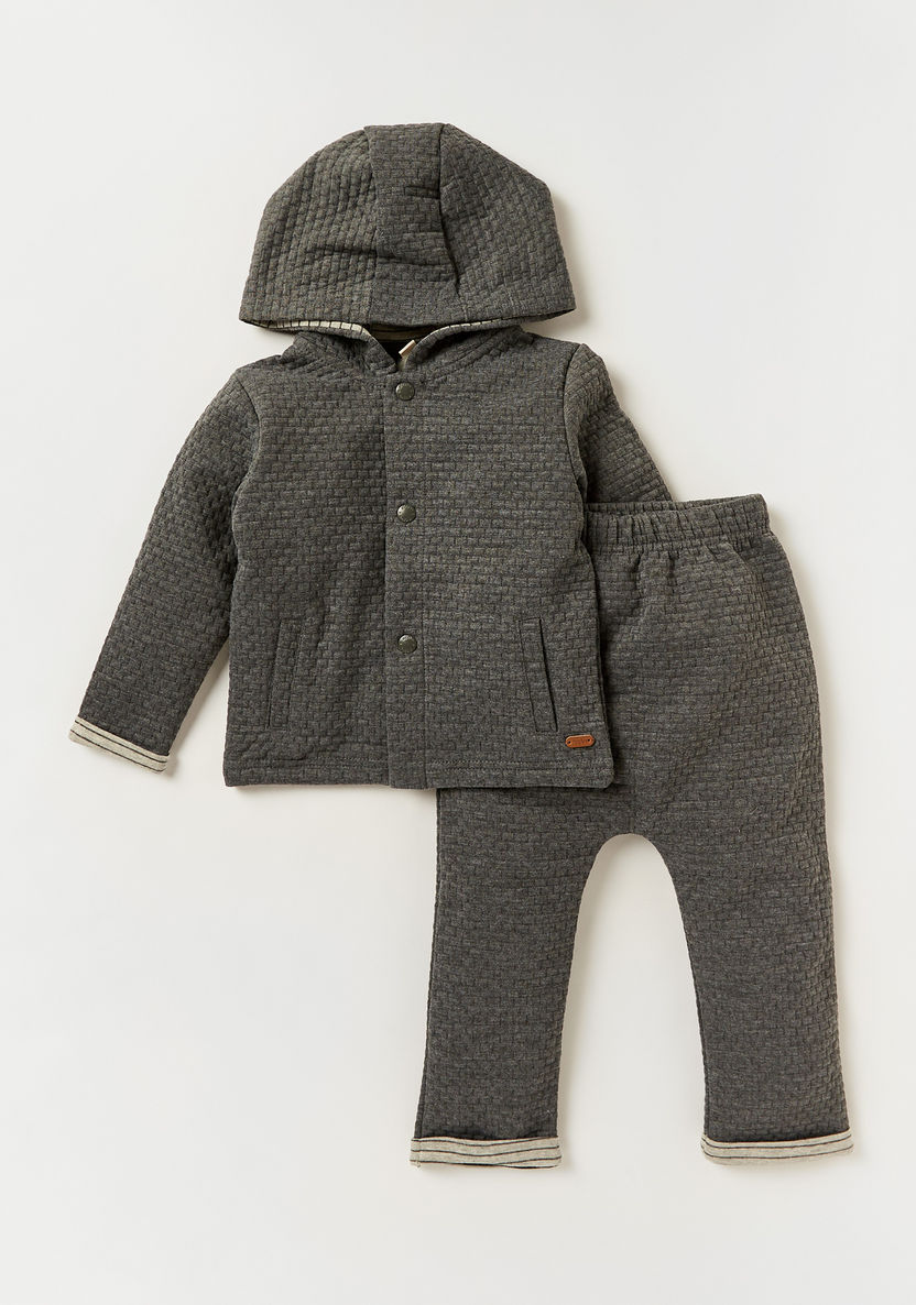 Giggles Textured Hooded Sweatshirt and Jog Pants Set-Clothes Sets-image-0