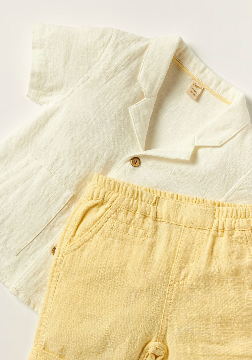 Giggles Solid Camp Collar Shirt and Shorts Set-Clothes Sets-image-1