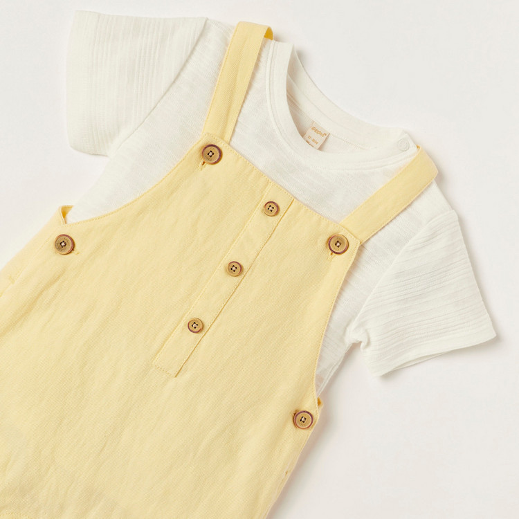 Giggles Striped T-shirt and Dungaree Set