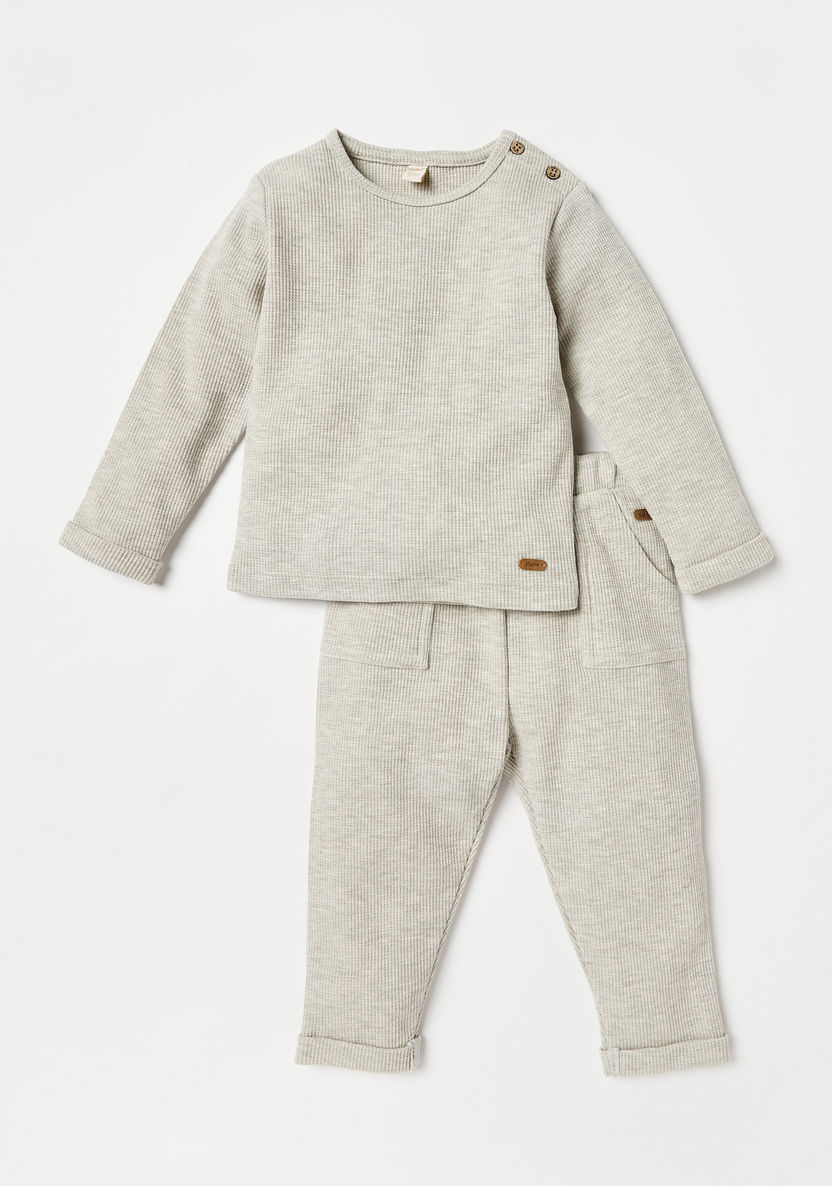 Giggles Textured Sweatshirt and Jog Pant Set-Clothes Sets-image-0