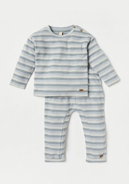Giggles Striped T-shirt and Jog Pant Set-Clothes Sets-image-0