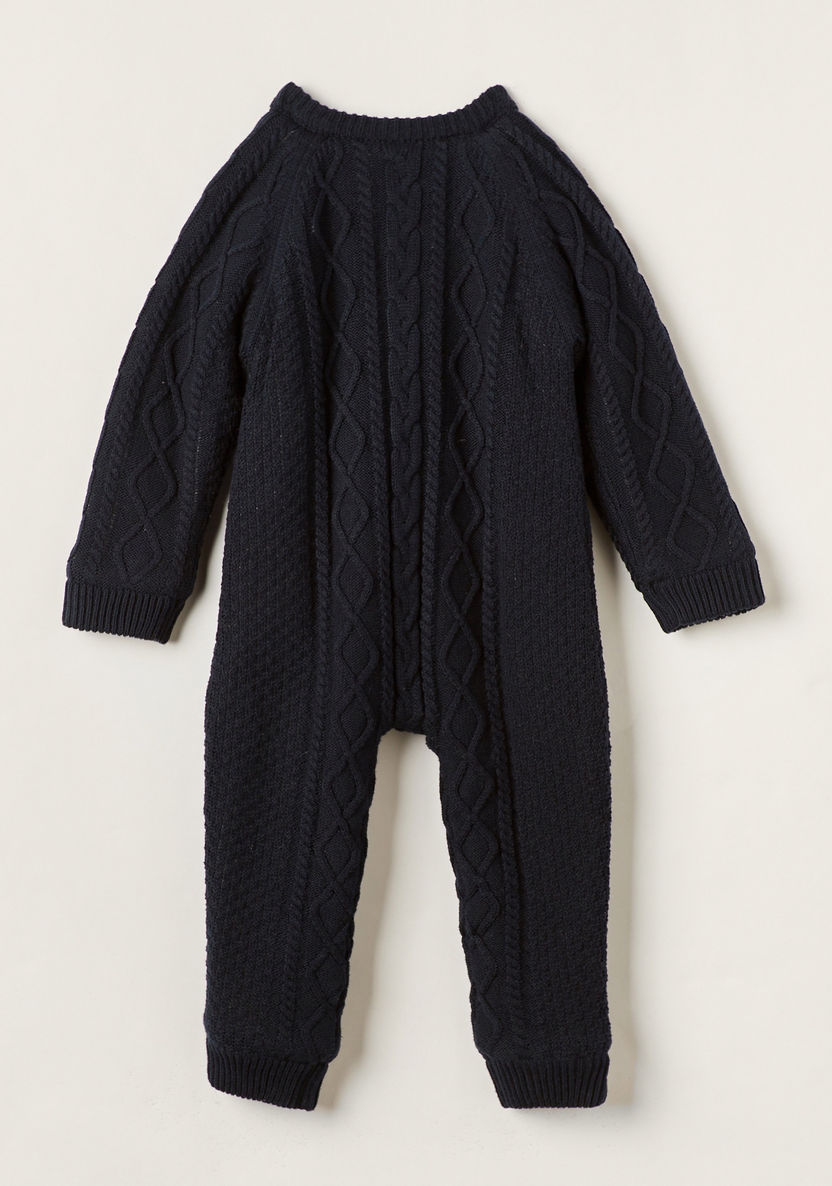Giggles Textured Romper with Long Sleeves and Zip Closure-Rompers, Dungarees & Jumpsuits-image-2