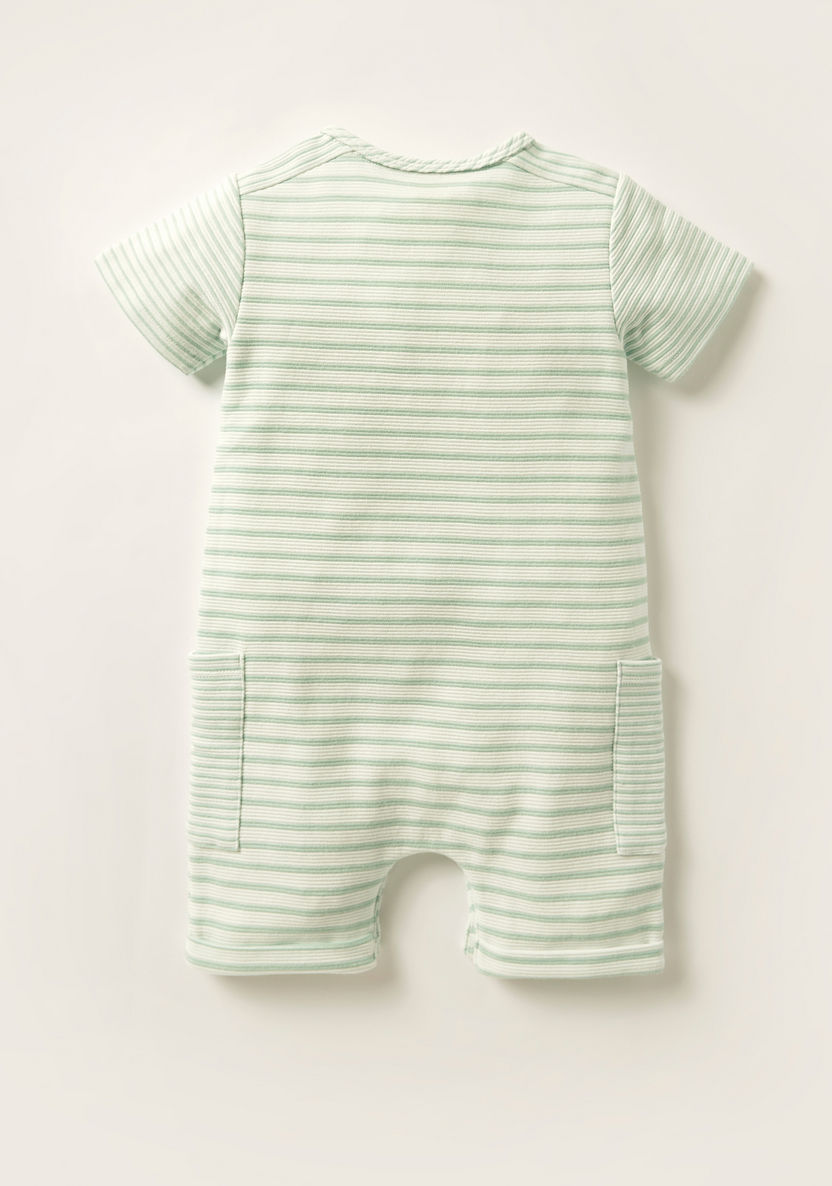 Giggles Striped Romper with Short Sleeves-Rompers%2C Dungarees and Jumpsuits-image-3