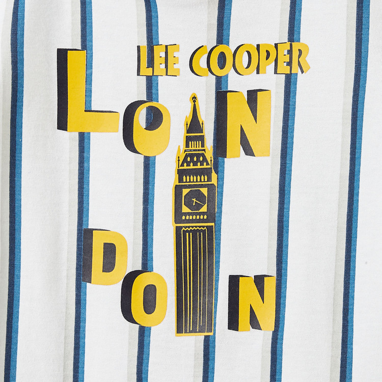 Lee Cooper Striped T-shirt with Round Neck and Short Sleeves