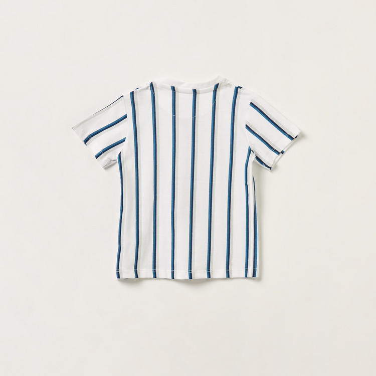 Lee Cooper Striped T-shirt with Round Neck and Short Sleeves
