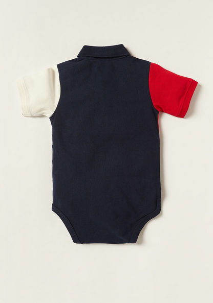 Lee Cooper Cut and Sew Bodysuit with Spread Collar and Short Sleeves