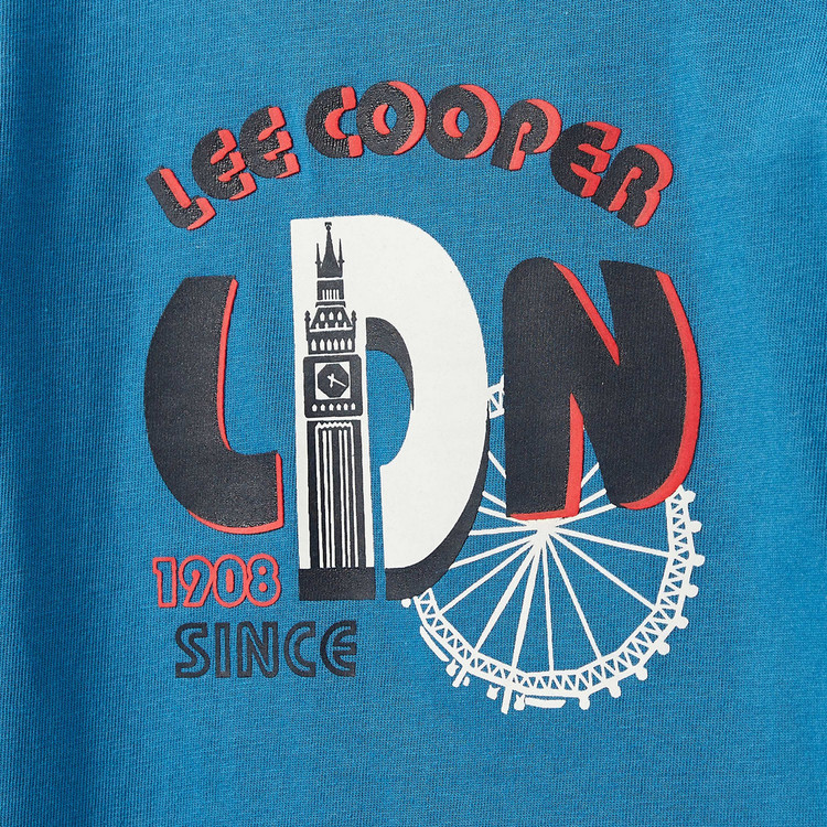 Lee Cooper Graphic Print T-shirt with Crew Neck and Short Sleeves