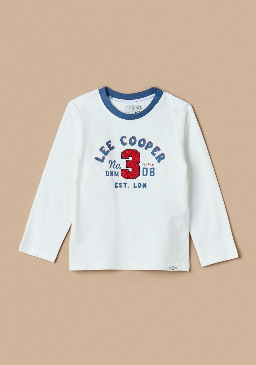 Lee Cooper Printed T-shirt with Crew Neck and Long Sleeves-T Shirts-image-0