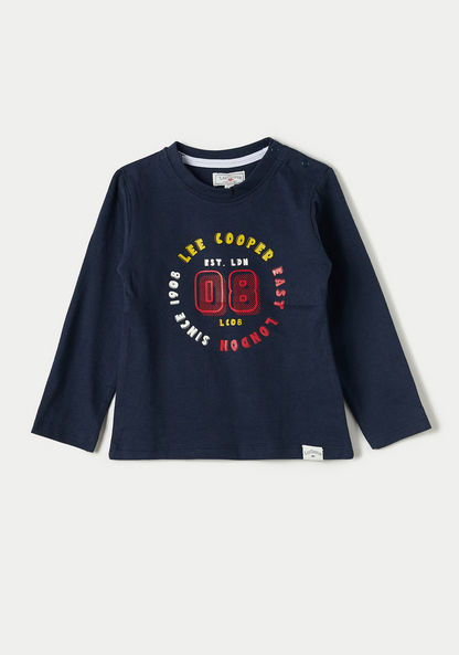 Lee Cooper Printed Crew Neck T-shirt with Long Sleeves