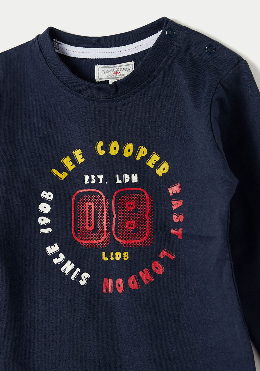 Lee Cooper Printed Crew Neck T-shirt with Long Sleeves-T Shirts-image-1