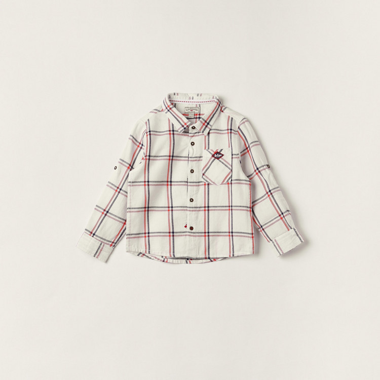 Lee Cooper Checked Long Sleeves Shirt with Button Closure and Pocket