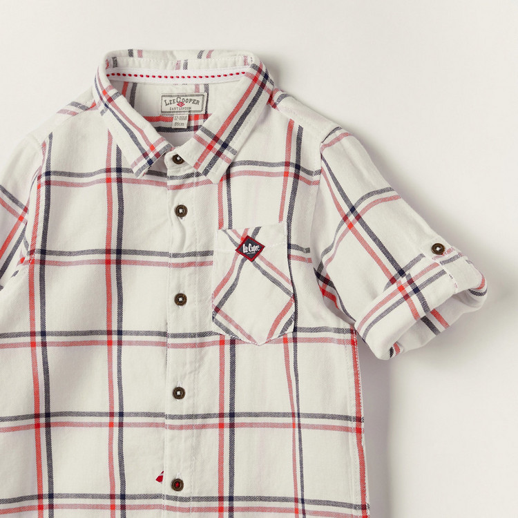 Lee Cooper Checked Long Sleeves Shirt with Button Closure and Pocket