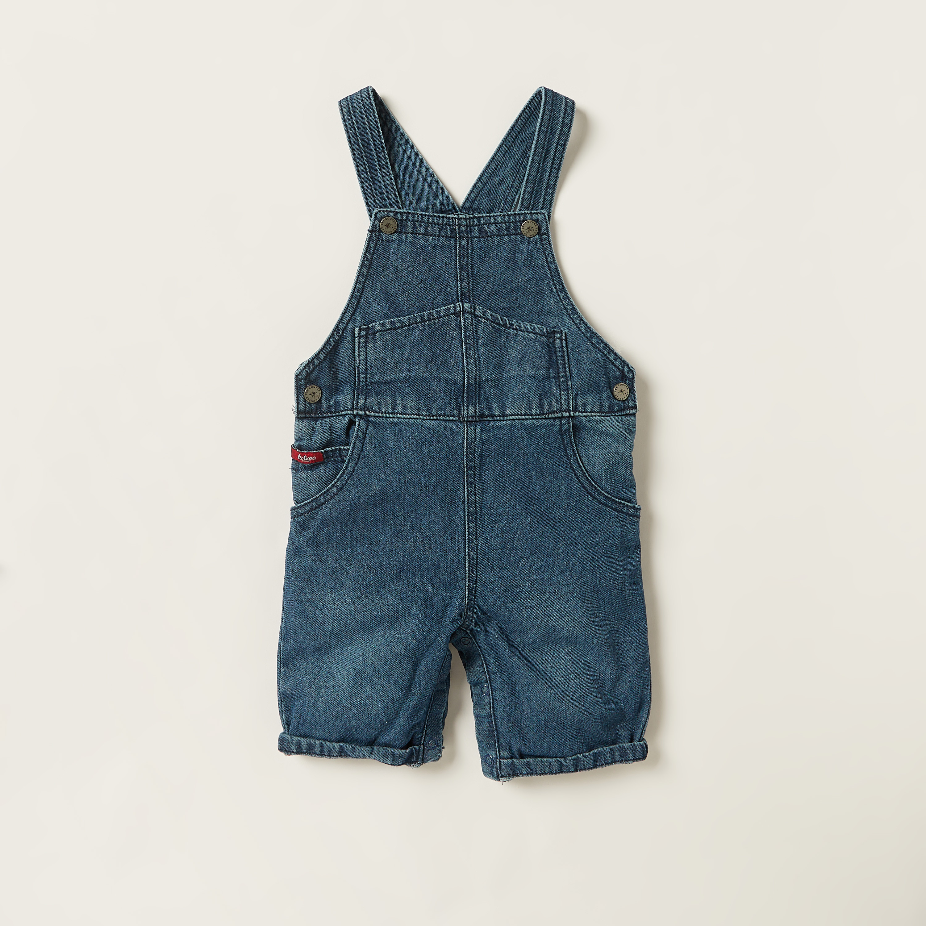 Lee Cooper Printed Round Neck T-shirt and Denim Dungarees Set-baby-boys-clothing-setsandcoords-image-2