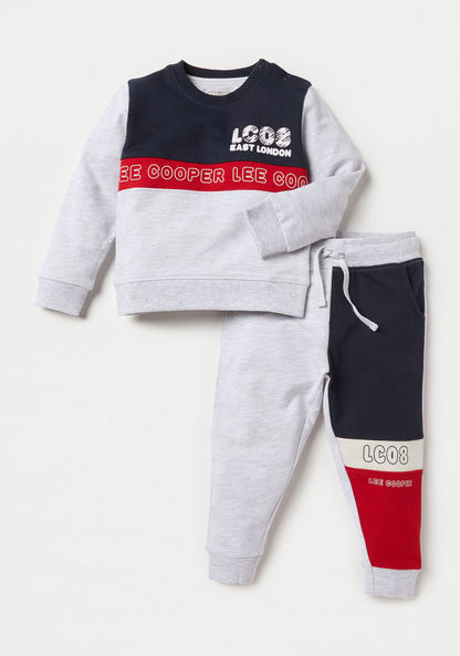 Lee Cooper Panelled Long Sleeve Sweatshirt and Jogger Set-Clothes Sets-image-0