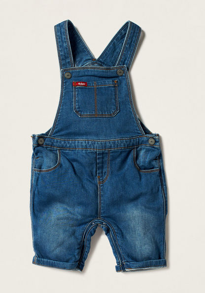 Lee Cooper Solid Denim Dungaree with Button Closure-Rompers%2C Dungarees and Jumpsuits-image-0