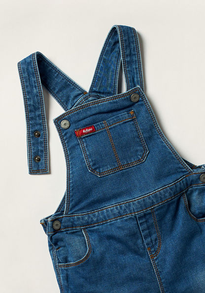 Lee Cooper Solid Denim Dungaree with Button Closure-Rompers%2C Dungarees and Jumpsuits-image-1