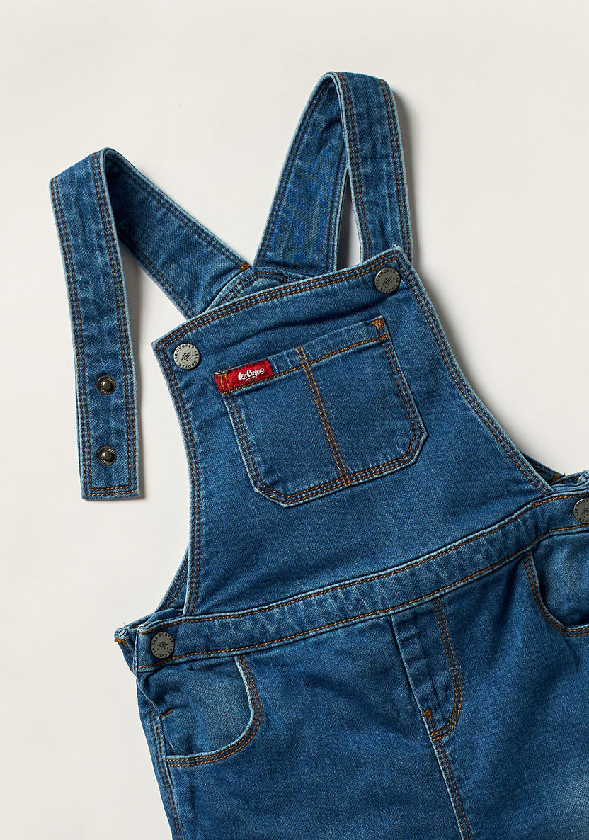 Lee Cooper Solid Denim Dungaree with Button Closure-Rompers, Dungarees & Jumpsuits-image-1