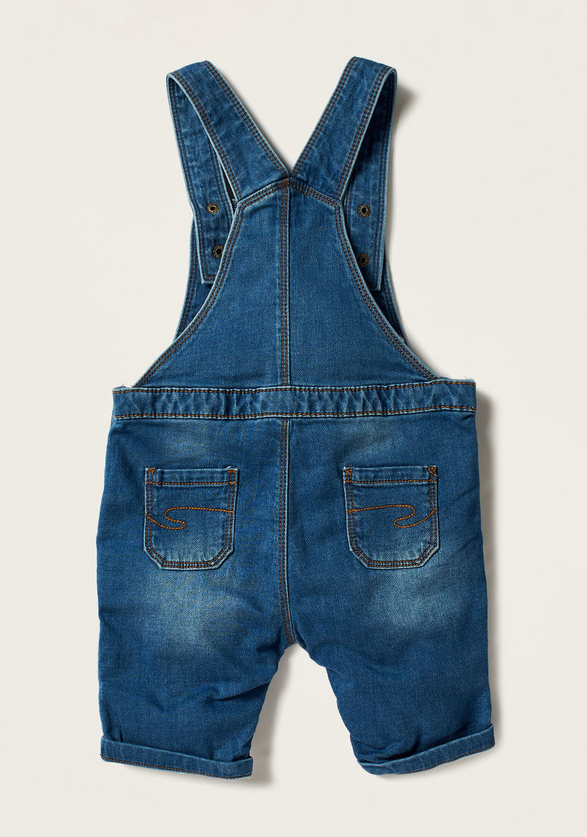 Lee Cooper Solid Denim Dungaree with Button Closure-Rompers, Dungarees & Jumpsuits-image-3