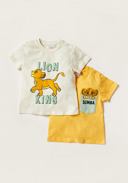 Disney Lion King Print Crew Neck T-shirt with Short Sleeves - Set of 2