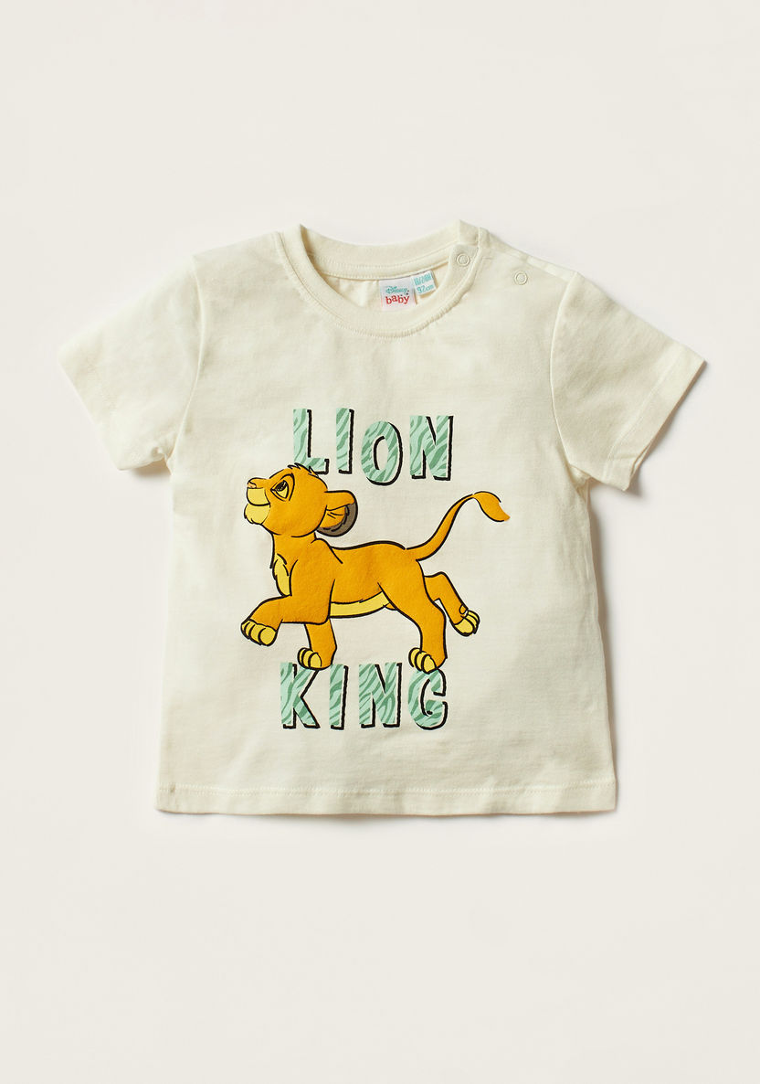 Disney Lion King Print Crew Neck T-shirt with Short Sleeves - Set of 2-T Shirts-image-4