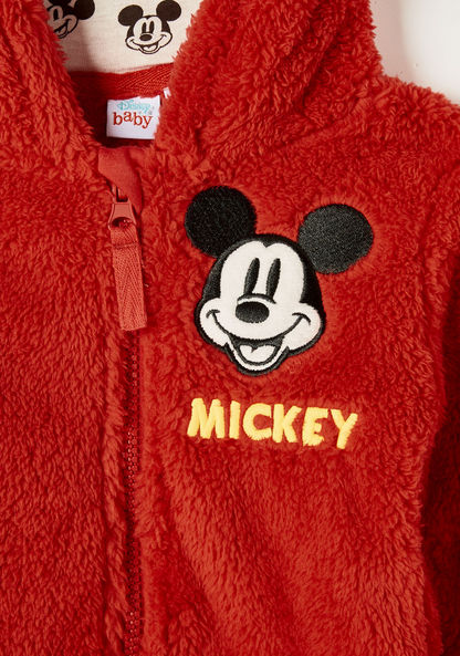 Disney Mickey Mouse Embroidered Zip Through Sweatshirt with Hood and Long Sleeves-Sweatshirts-image-1