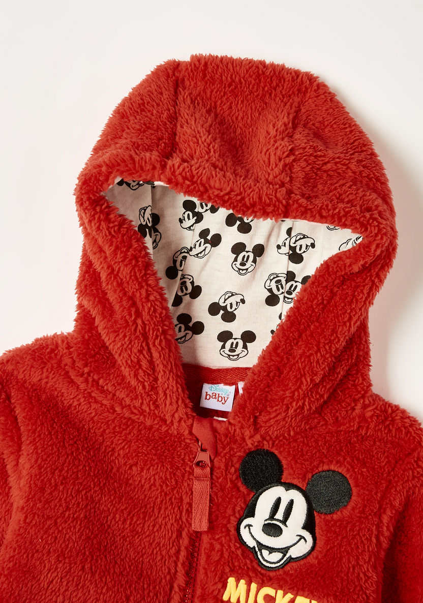 Disney Mickey Mouse Embroidered Zip Through Sweatshirt with Hood and Long Sleeves-Sweatshirts-image-2