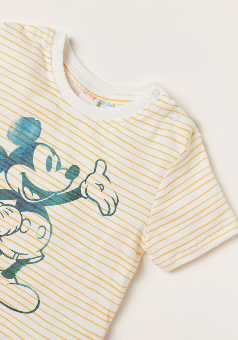 Disney Mickey Mouse Print Round Neck T-shirt and Shorts Set-Clothes Sets-image-3