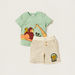 Disney Lion King Print T-shirt and Striped Shorts Set-Clothes Sets-thumbnailMobile-0