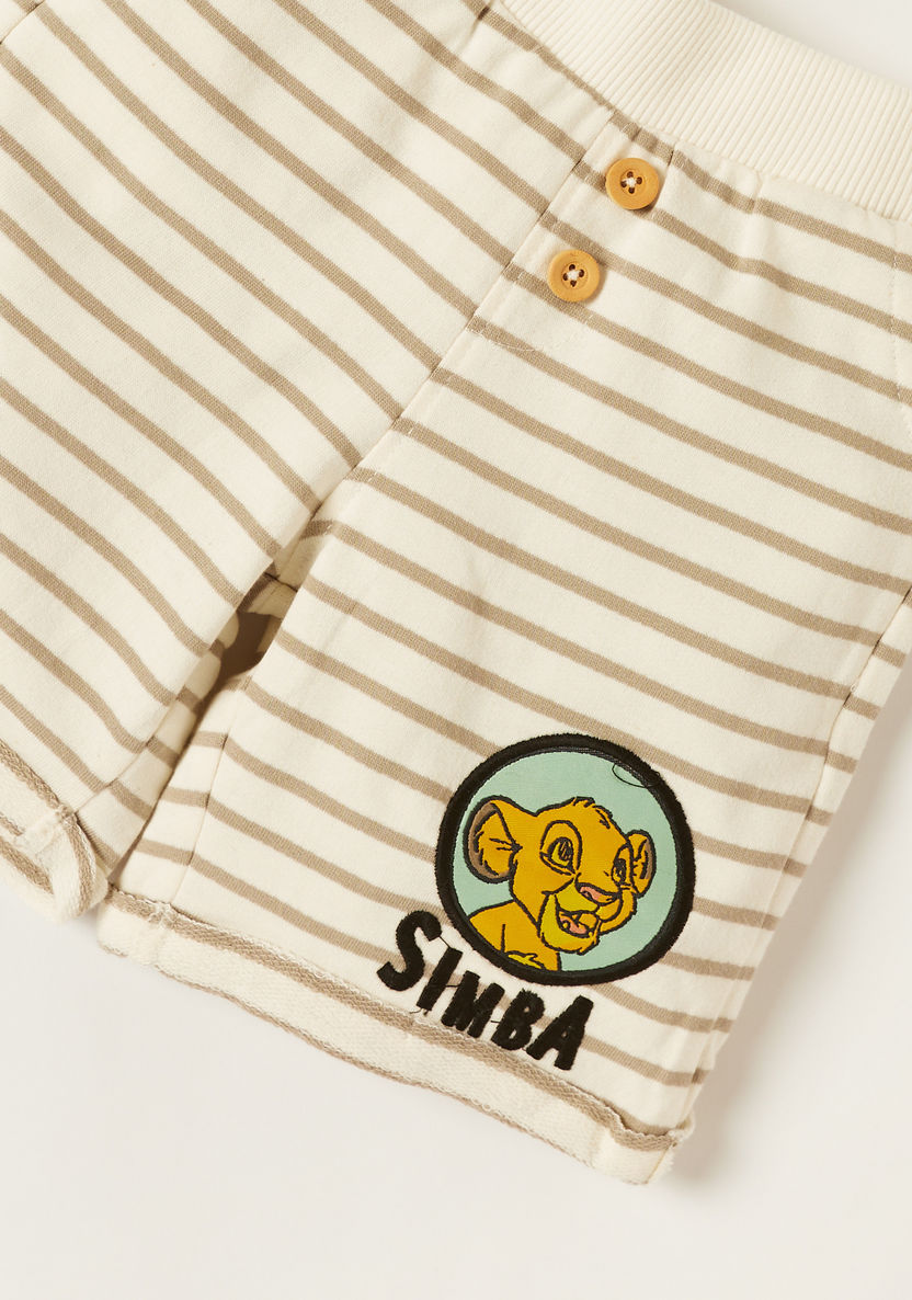 Disney Lion King Print T-shirt and Striped Shorts Set-Clothes Sets-image-4