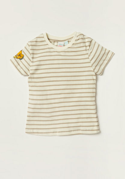 Disney Striped Round Neck T-shirt and Lion King Dungaree Set-Clothes Sets-image-1