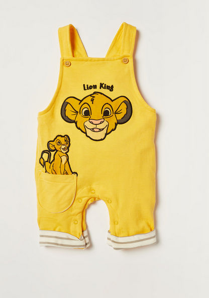Disney Striped Round Neck T-shirt and Lion King Dungaree Set-Clothes Sets-image-2