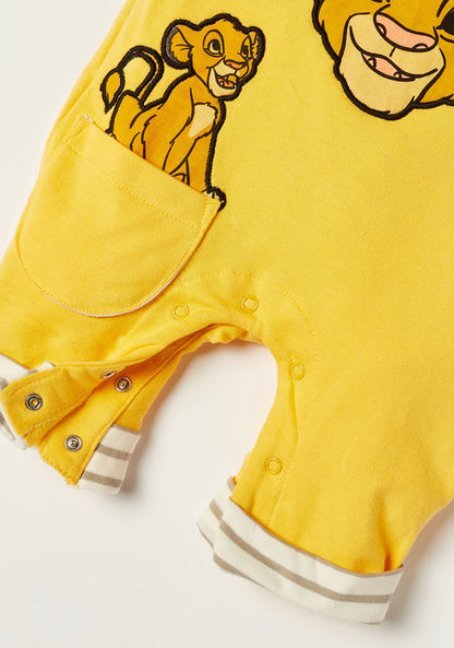 Disney Striped Round Neck T-shirt and Lion King Dungaree Set-Clothes Sets-image-4