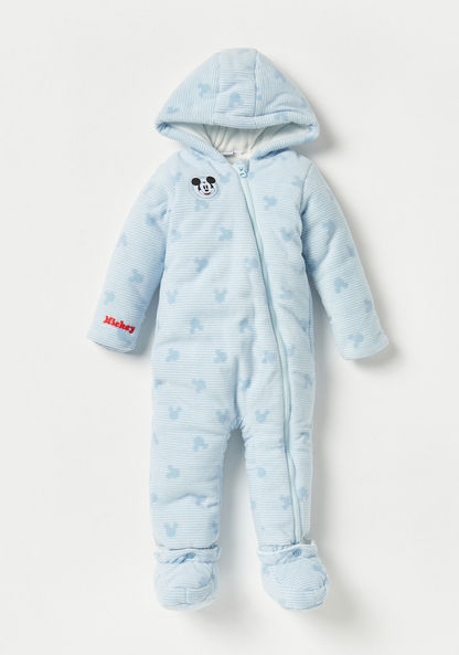 Disney Mickey Mouse Print Padded Coverall with Hood-Rompers%2C Dungarees and Jumpsuits-image-0