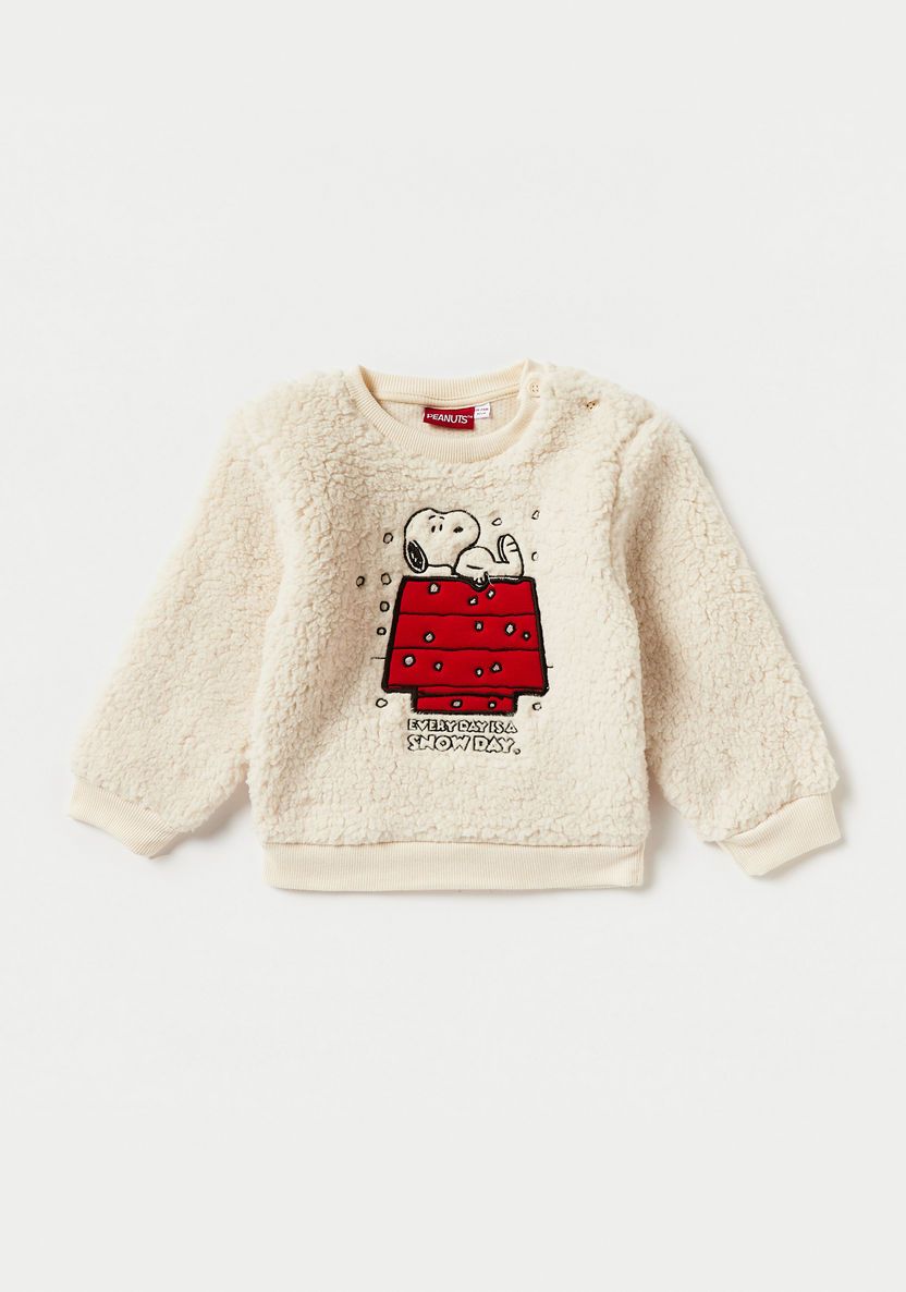 Peanuts Textured Crew Neck Sweatshirt and Joggers Set-Clothes Sets-image-1