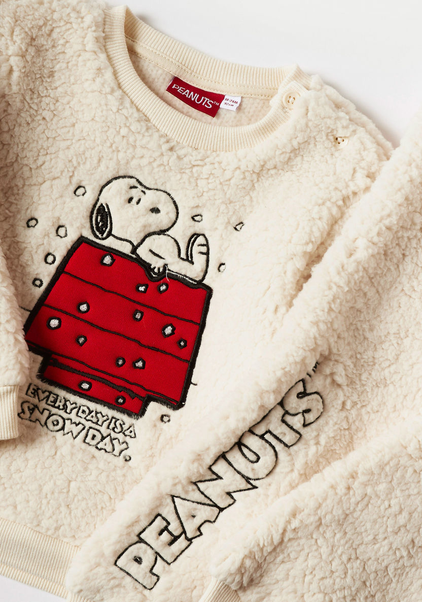 Peanuts Textured Crew Neck Sweatshirt and Joggers Set-Clothes Sets-image-3