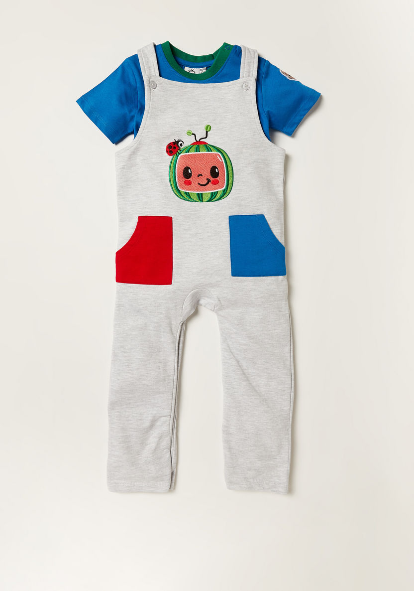 Cocomelon Printed Round Neck T-shirt and Cocomelon Dungaree Set-Clothes Sets-image-0