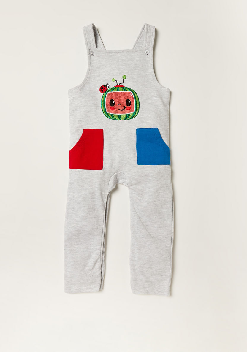 Cocomelon Printed Round Neck T-shirt and Cocomelon Dungaree Set-Clothes Sets-image-2