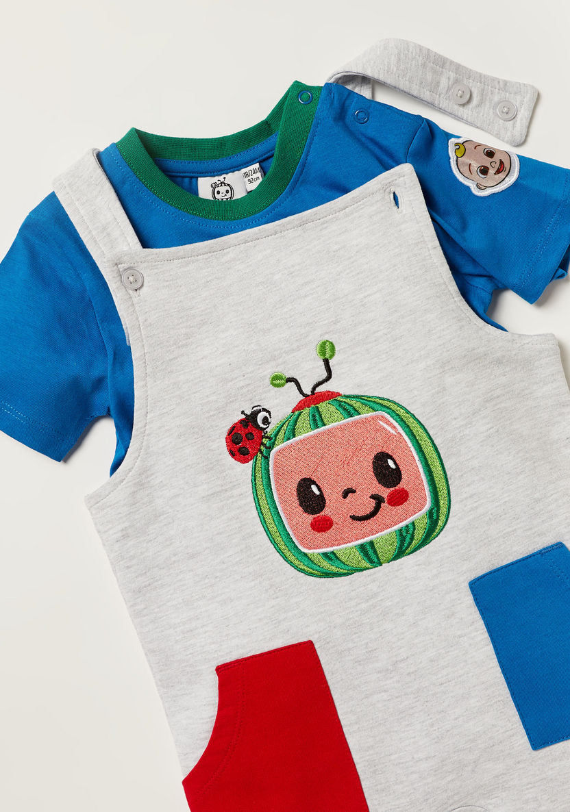 Cocomelon Printed Round Neck T-shirt and Cocomelon Dungaree Set-Clothes Sets-image-3